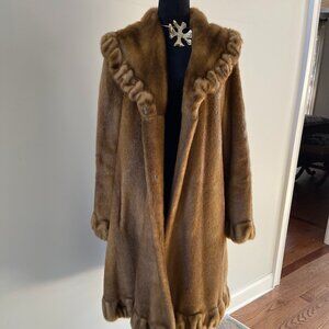 Jones New York Faux Fur Midi Length Winter Coat